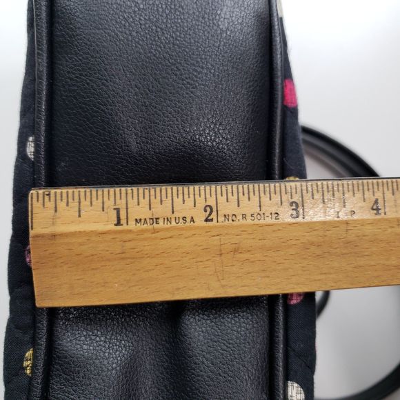 Vera Bradley Crossbody Purse; Black with Colorful Polka Dots; Approx. 8 x 9 x 3 - Picture 8 of 10